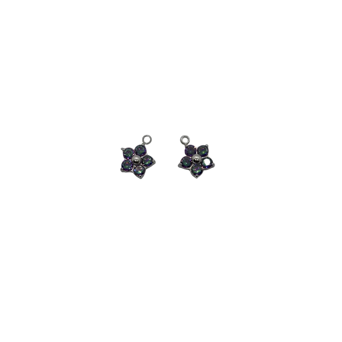 Dije florecilla negra plata
