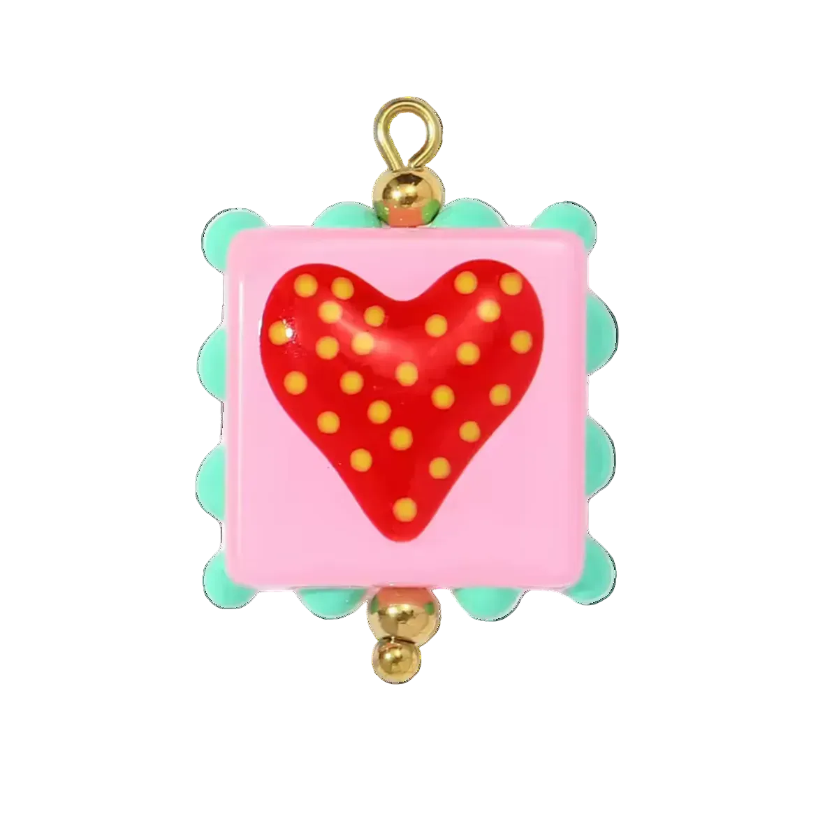 Dije corazón cristal rosa
