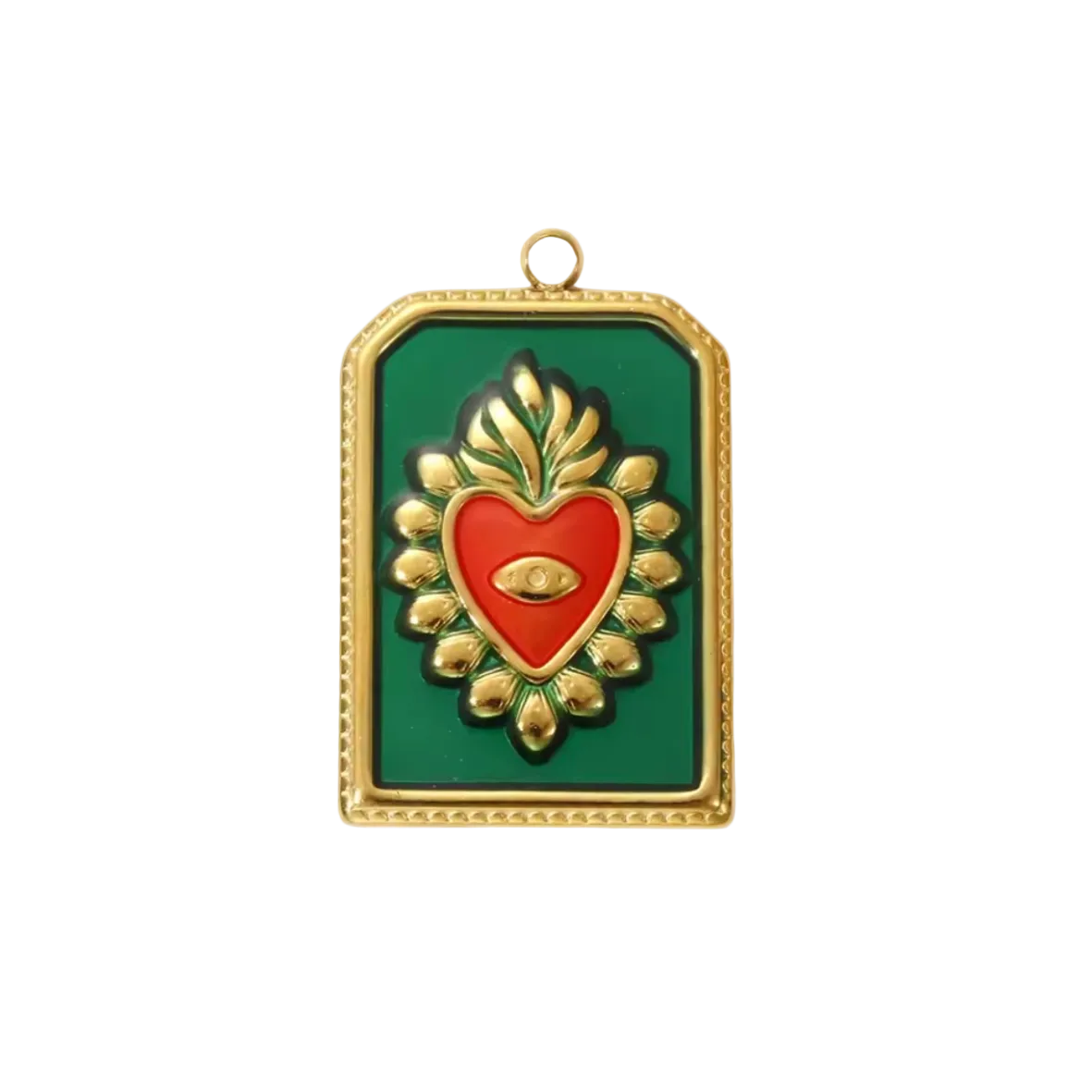 Dije corazón verde oliva